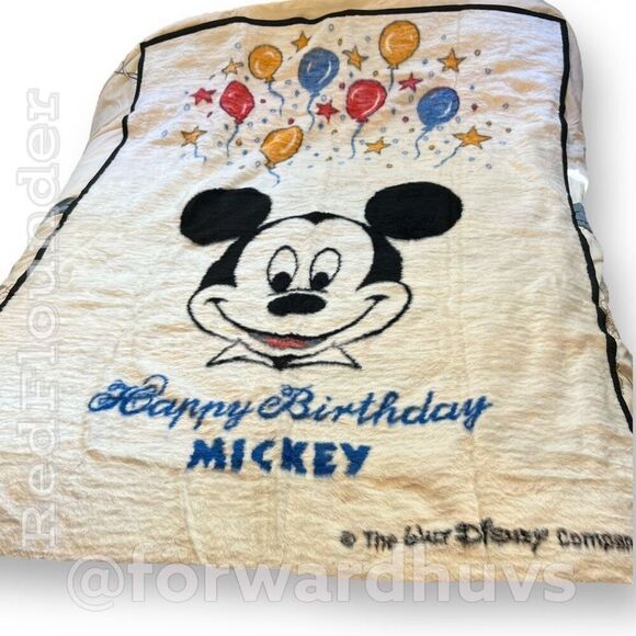 Vintage Disney Mickey Mouse 56” x 72”  Blanket - Biederlack USA - Picture 3 of 9